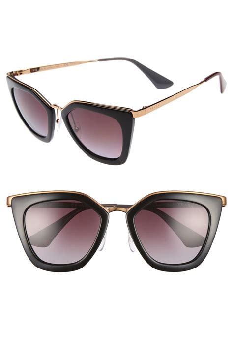 52mm cat eye sunglasses prada|Prada round cat eye sunglasses.